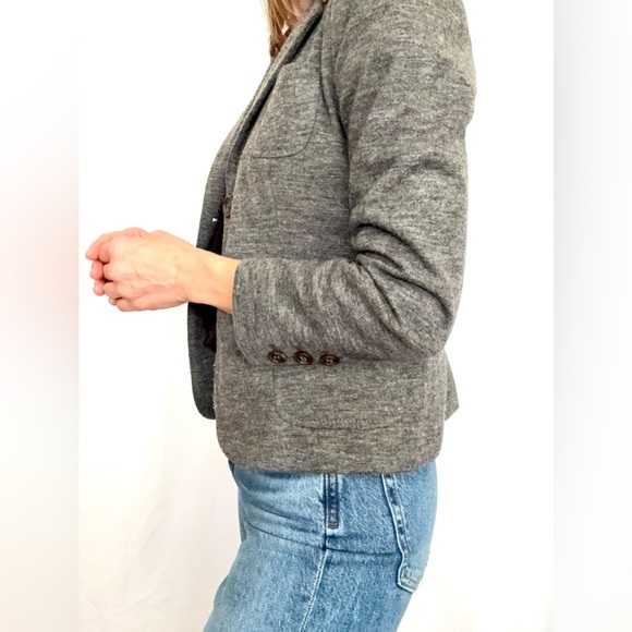 Anthropologie Cartonnier heather gray wool cropped blazer lined jacket size 0 - Picture 4 of 13